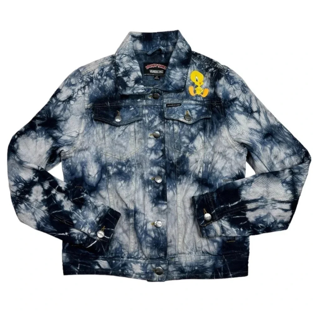 Looney Tunes Bugs Bunny Tweety Tie Dye Trucker Jacket Bull Denim